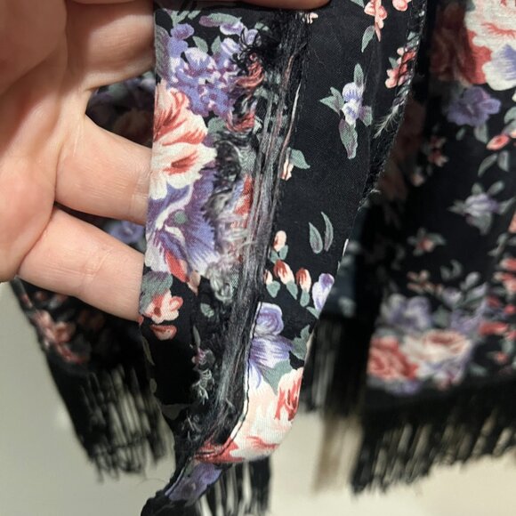 Vintage Floral Button-Up Vest with Fringe (Size S) - Picture 3 of 8